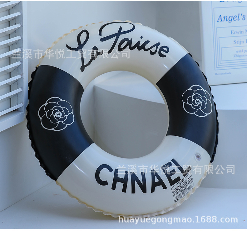 现货供应复古山茶花泳圈加厚印花腋下圈全环保PVC充气游泳圈批发详情8