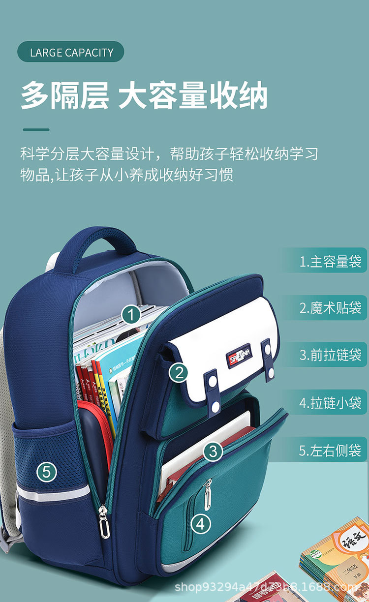 小学生书包一二三到六年级男女生儿童减负护腰双肩背包印logo批发详情9