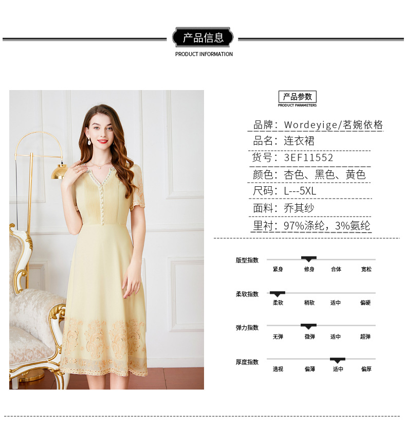 深圳高档网纱大码连衣裙夏季短袖中年女士新款宴会礼服妈妈装批发详情3