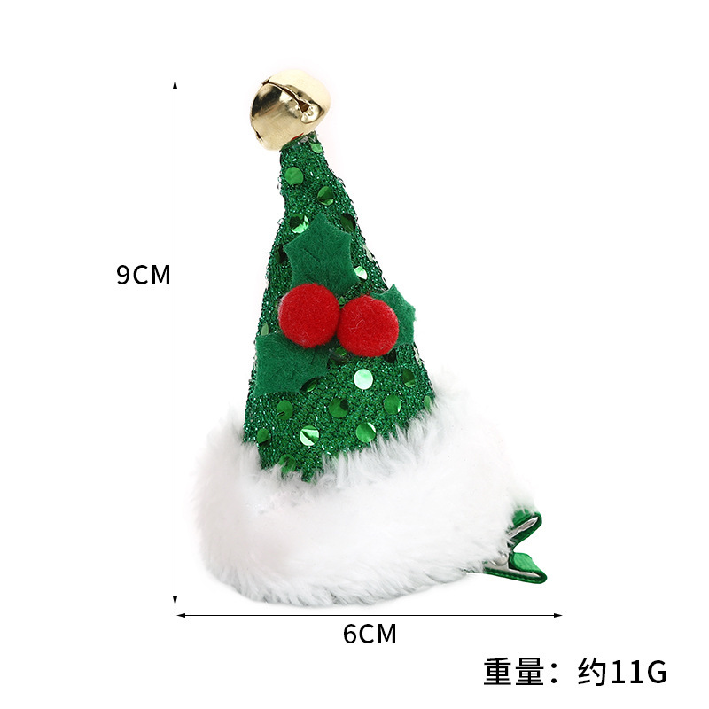 New Christmas holiday dog hat headwear, cute handcrafted snow-white round hat pet hair clip pic 1