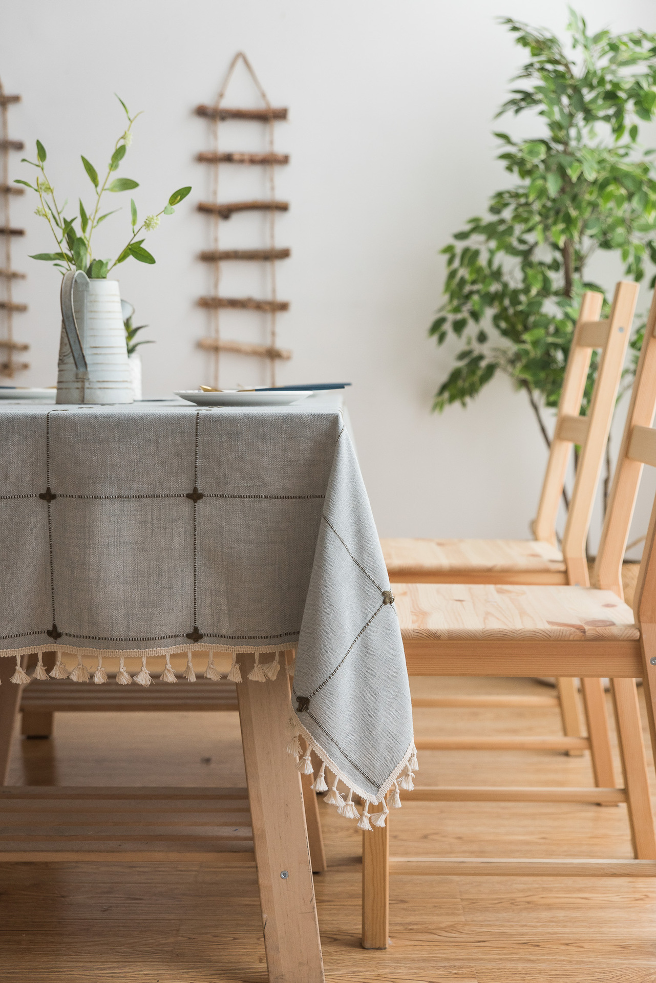 Cross-border Amazon farmhouse antique embroidery party tablecloth, cotton and linen outdoor linen coarse linen waterproof cover tablecloth pic 26