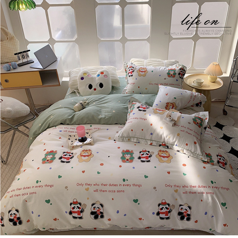 Wholesale of pure cotton four-piece bedding sets for export, cross-border bed sheets and duvet covers from Europe and America, pure cotton four-piece bedding sets for autumn and winter pic 37