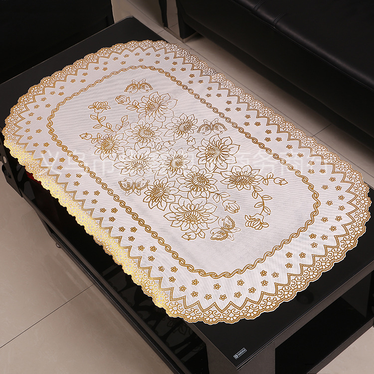PVC table mat, creative gold-embossed hollowed-out coffee table mat, waterproof and anti-slip table mat, 60*100CM desktop decorative mat pic 9