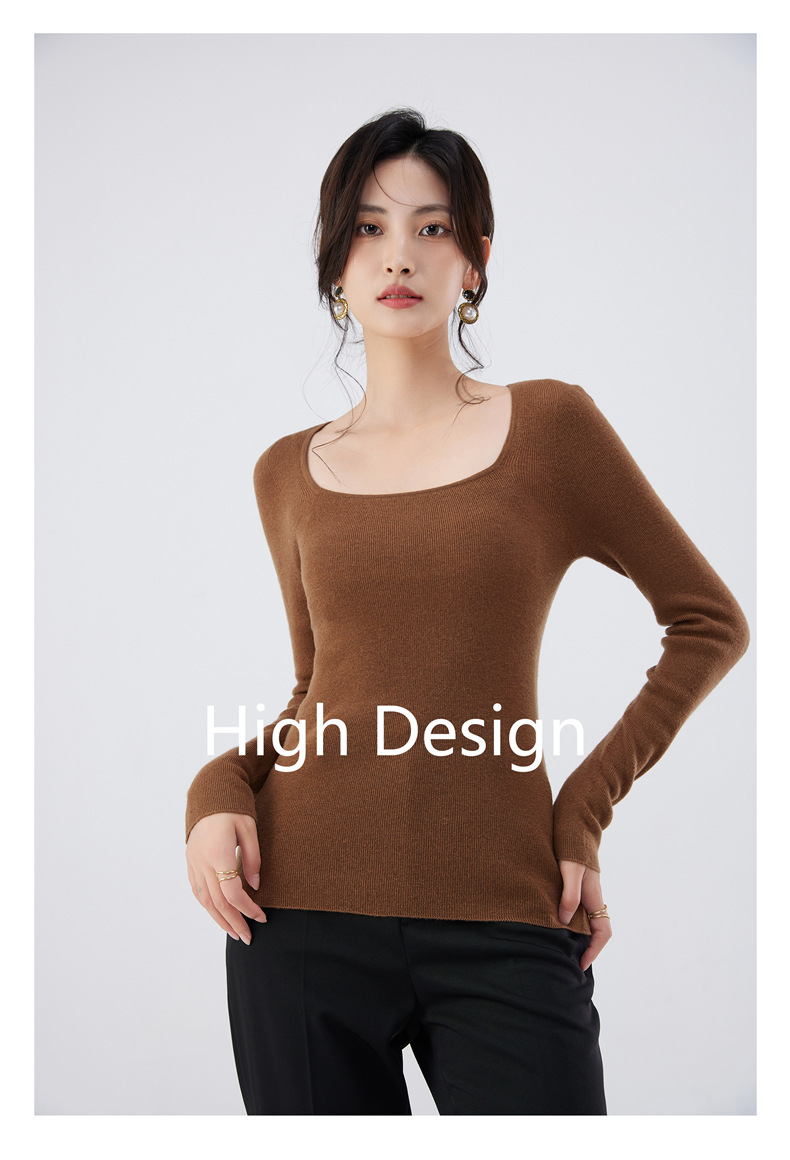 48-count fine-spun wool sweater for women, 100 pure wool seamless one-piece base layer, slim 18-stitch ultra-fine knitted sweater, thin pic 3