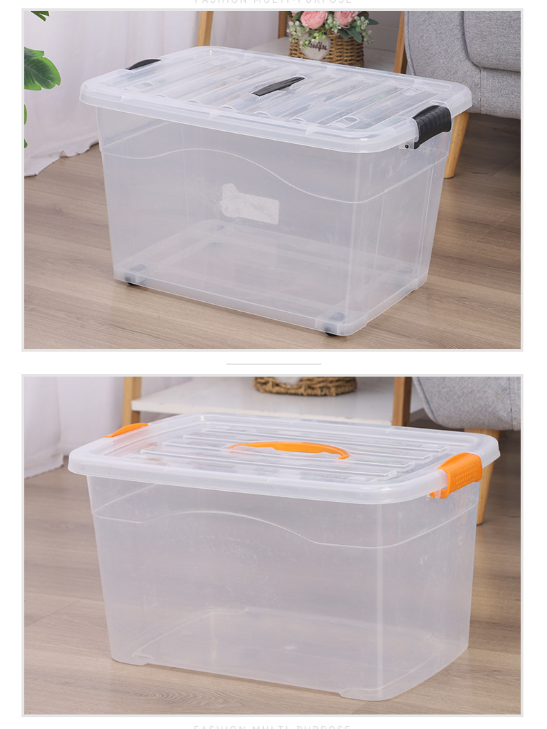 批发透明防摔手提带盖清洁桌面收纳盒子箱子整理箱收纳箱详情11