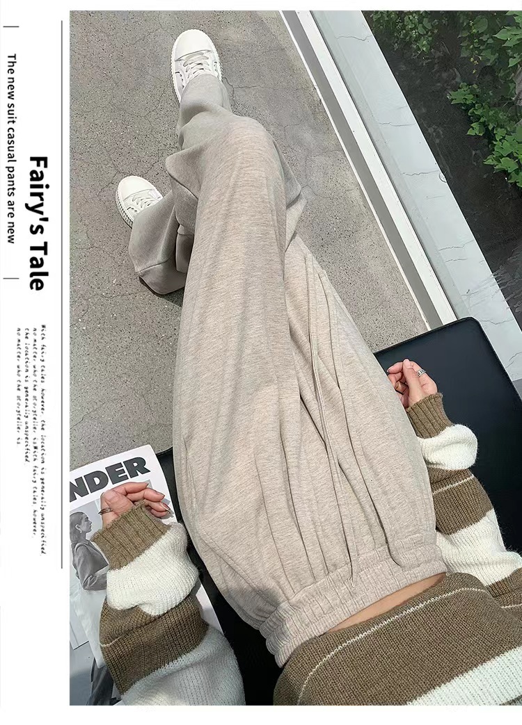 加厚阔腿裤女2023秋季新款高腰垂感宽松直筒裤休闲慵懒糯米针织详情27