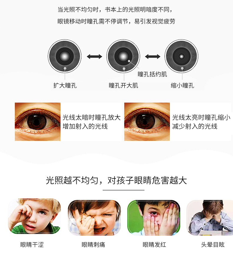 优童护眼台 LED减蓝光护眼灯 儿童工作卧室床头灯写作业台灯U2-R详情9
