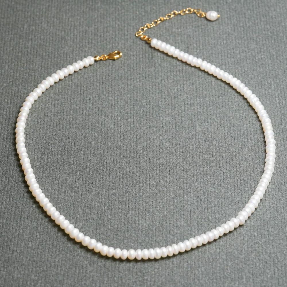 法式小众淡水馒头真珍珠气质项链短款简约颈链锁骨链饰品详情5