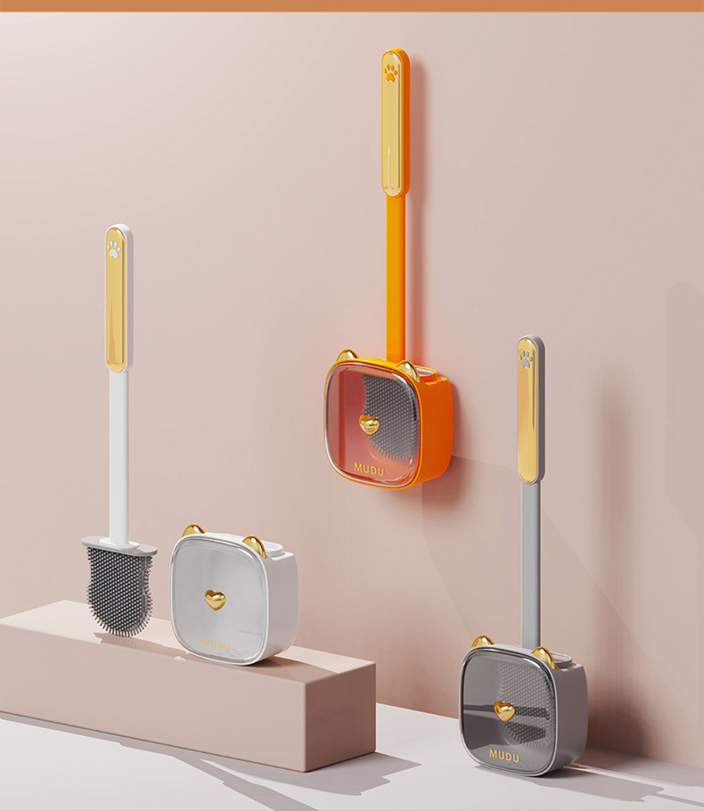 Bathroom toilet brush, household toilet cleaning and crease-refreshing model with base, wall-mounted wonder, no blind spot brush pic 23