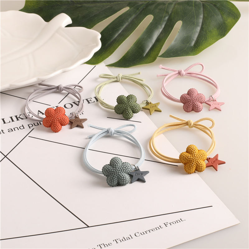 Korean style Instagram popular hair tie, creative cartoon five-pointed star flower hair band, hair tie rubber band, high-elasticity hair tie pic 16