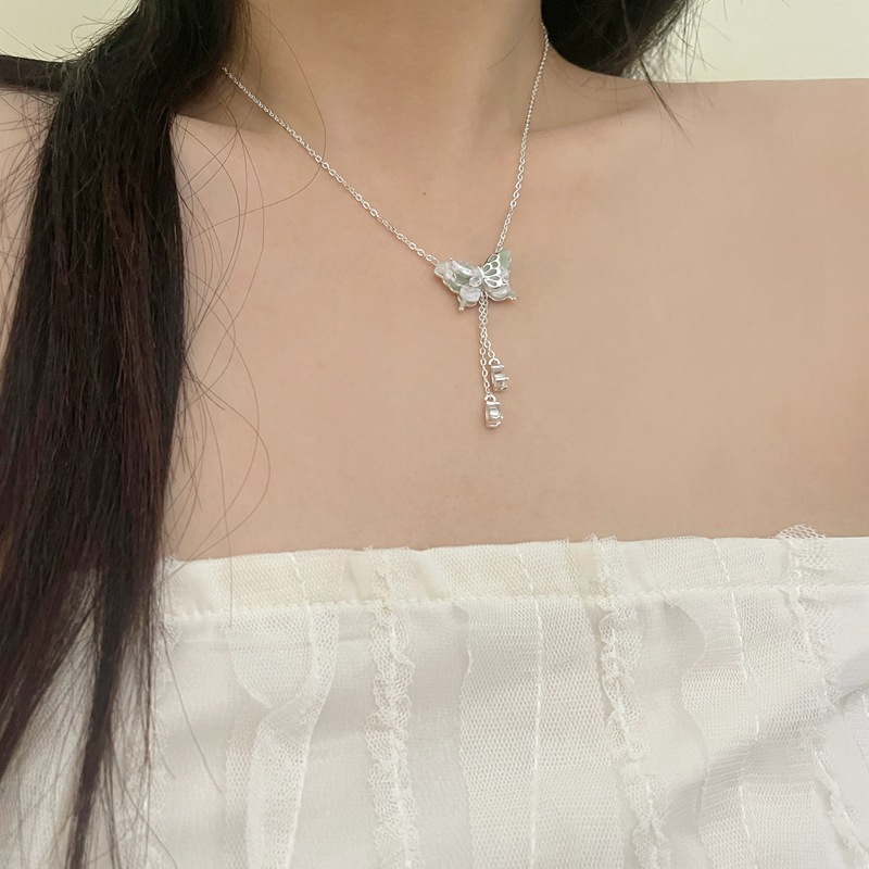 超仙少女蝴蝶流苏锆石项链女小众设计感轻奢时尚百搭锁骨链配饰详情31