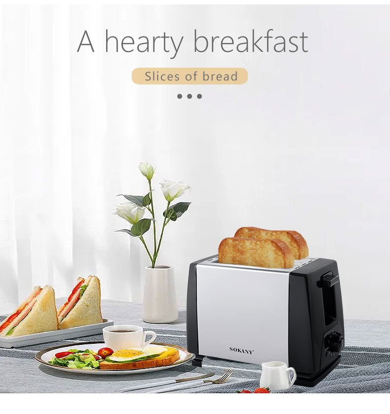 Cross-border SOKANY016S toaster, household 2-slice fully automatic breakfast machine, multi-functional toaster toaster pic 5