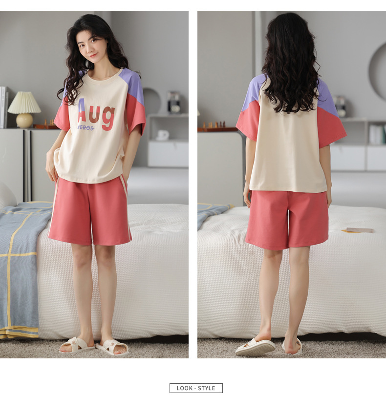 夏季纯棉睡衣女士可爱短袖薄款两件套装韩版时尚春夏可外穿家居服详情8