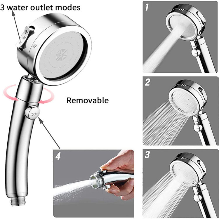 Foreign trade European and American stainless steel shower head set, 3-function handheld showerhead, 10-inch top shower head arm set pic 2