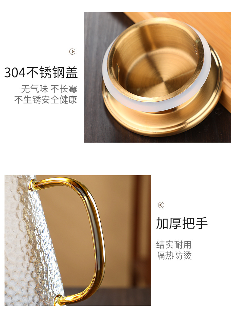Hot-selling glass high-temperature resistant cold water kettle, household summer large-capacity tea brewing teapot, anti-drop hammer-patterned bottle, cold water cup pic 14