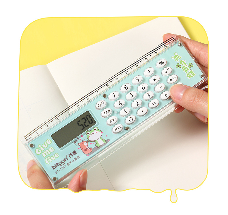 Ruler calculator, cartoon student supplies, learning stationery, ruler, mini, mini electronic gift calculator pic 17