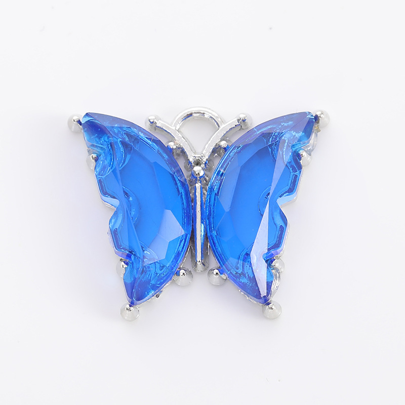 Wholesale alloy acrylic double-hanging butterfly micro-inlaid diy bracelet and necklace material jewelry accessories from the manufacturer pic 2