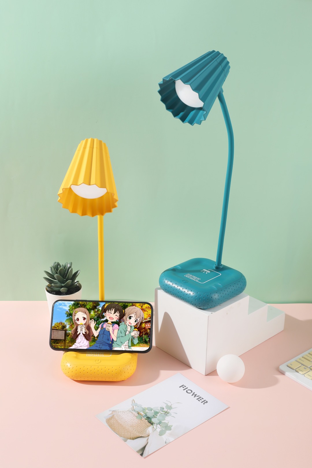 Ice cream led charging eye-protecting lamp, mobile phone stand, desk lamp, desk for study, student dormitory, dual-purpose charging and plugging, reading, bedroom bedside lamp, touch multi-color desk lamp pic 6
