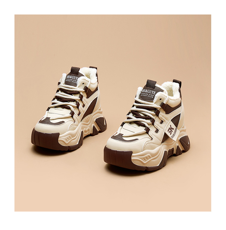 厚底老爹鞋女2024年秋冬季新款真皮女鞋增高加绒休闲运动阿甘女鞋详情19