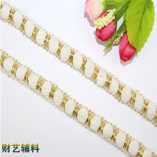 厂家批发财艺金银丝花边 服装辅料舞台桌布金色花边 窗帘亮片花边详情29