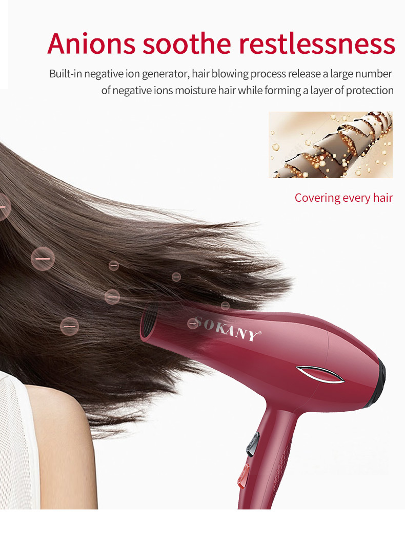 跨境电商SOKANY2215吹风机家用大功率吹风机电吹风发廊吹风筒代发详情4