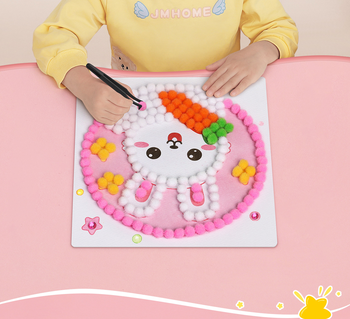 儿童毛球粘贴画手工diy制作材料包女孩玩具创意礼物幼儿园益智4-6详情2