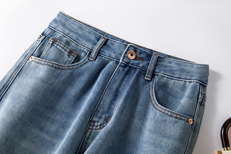 High-waisted straight-leg jeans for women, Spring 2023 new style, loose, slimming, drape, retro and nostalgic, floor-length wide-leg pants pic 35