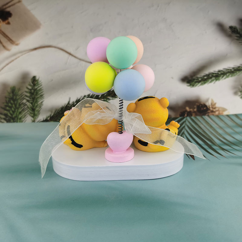 ins小老虎可爱萌萌小动物搭配气球花盆套装组合汽车内饰摆件礼品详情9