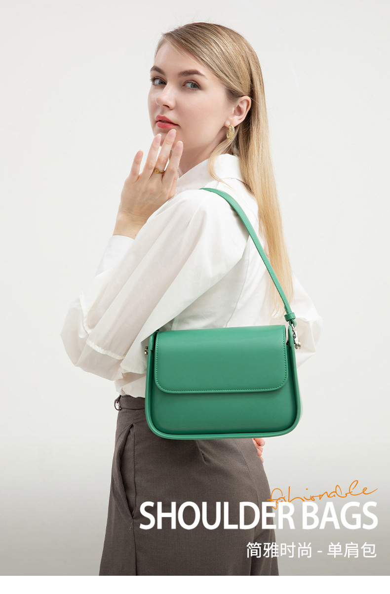 跨境新款2024秋季复古马鞍包小方包女百搭高档真皮感手提斜挎包包详情1