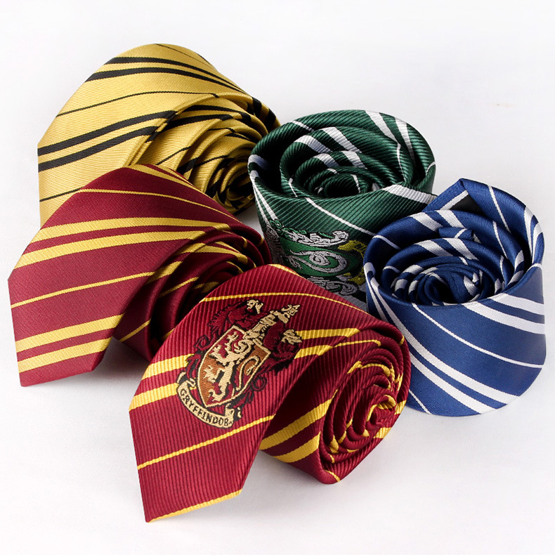 哈利波特领带格兰芬多斯莱特林拉文克劳赫奇帕奇学院条纹徽章领带详情6