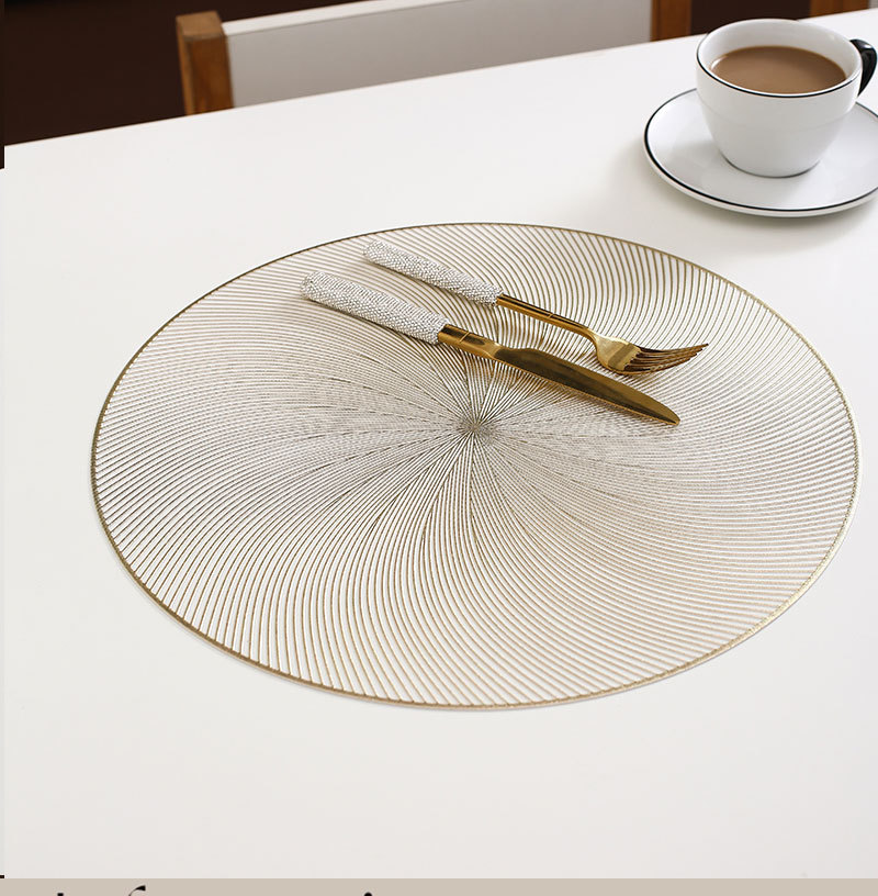 防水烟花绽放餐垫隔热北欧轻奢华圆形垫防滑西餐垫烫金杯垫台灯垫详情1