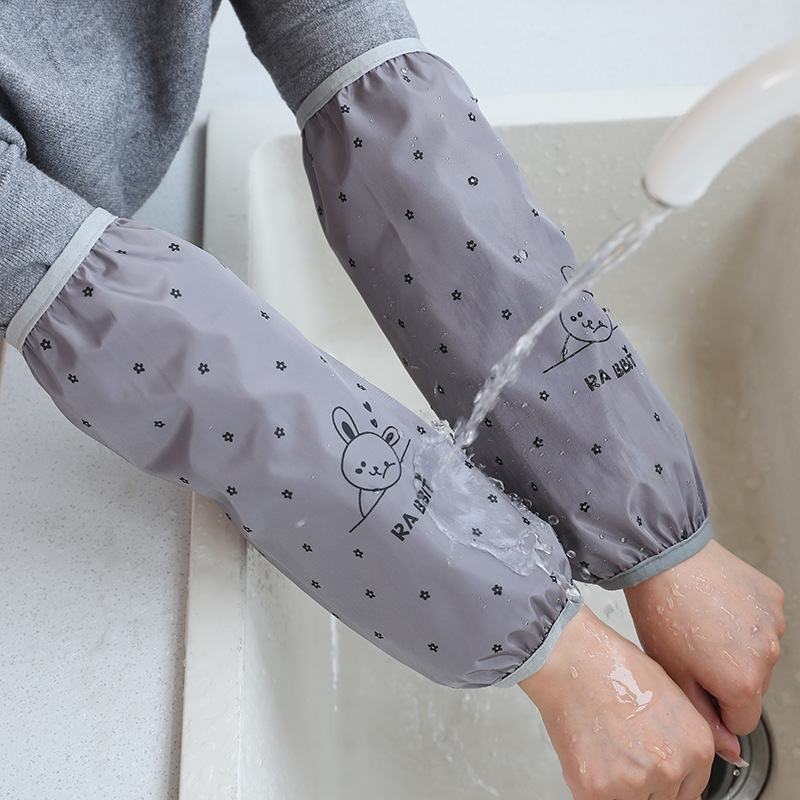 Korean waterproof and dirt-proof sleeves, cute long sleeves for adults in the kitchen, student cartoon waterproof sleeves, wholesale in large quantities pic 1
