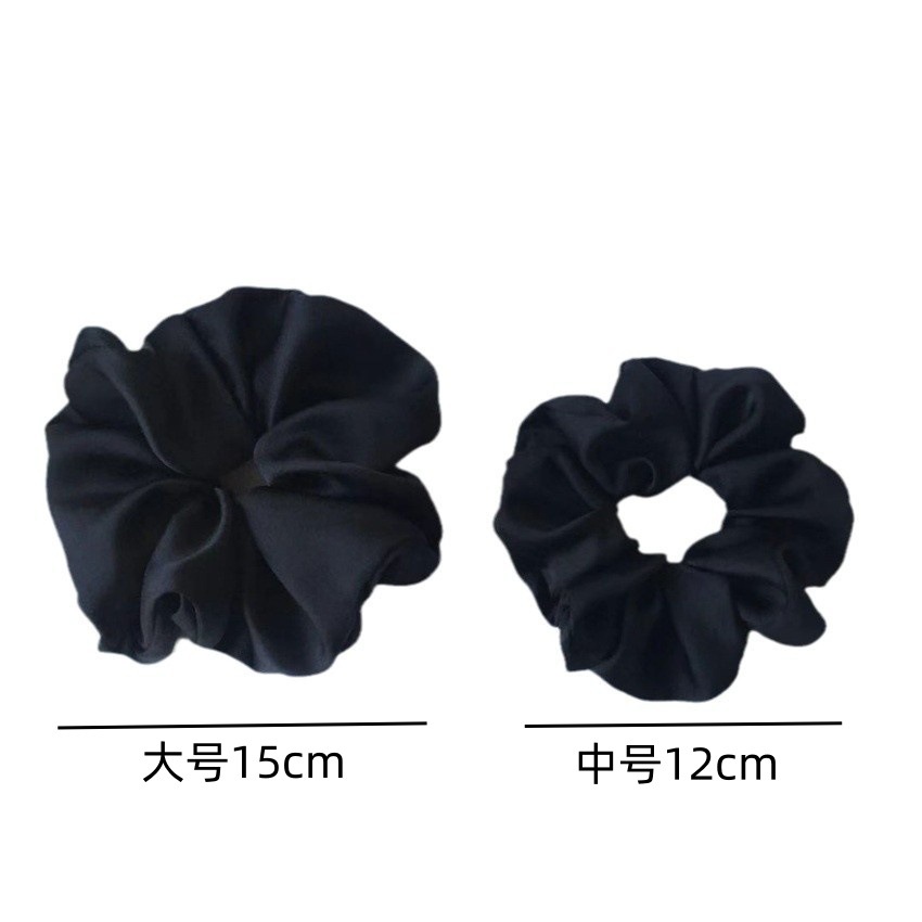 The high-end satin large intestine hair band is 12 cm long, with a simple and elegant style. The hair is tied with a ponytail and comes in a pure plain color of flower red, black and coffee pic 1