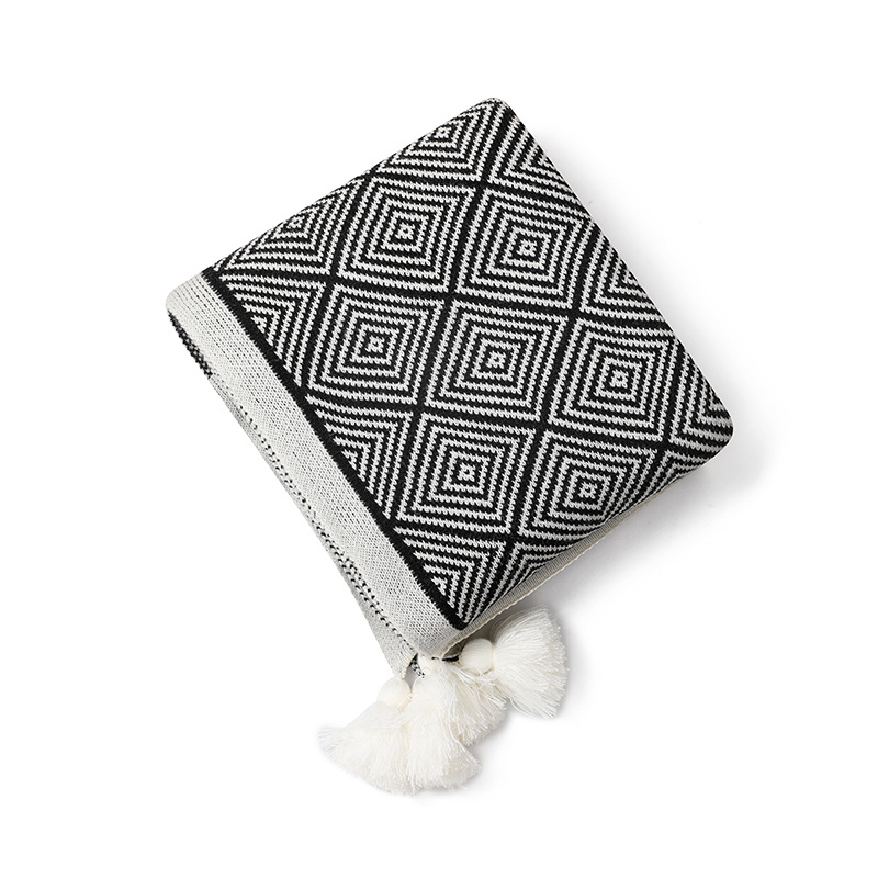 Bohemian windblown hair blanket, bay window blanket, knitted blanket, ethnic wave air conditioning blanket, tassel nap blanket pic 33