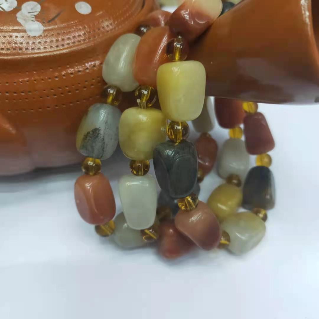 Jewelry and accessories, Xinjiang golden thread jade square irregular combination bracelet, Buddhist prayer beads, jade bracelet diy factory wholesale pic 5