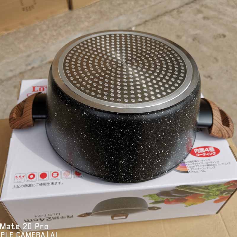 LOVE COOKING Supor Japanese wood-grain tourmaline non-stick soup pot Clay pot Chinese medicine 煲仔饭 20/24/28CM marble pot pic 3