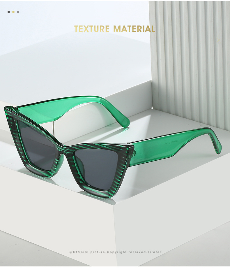 欧美女士猫眼太阳镜彩色花纹修饰脸型潮流墨镜街拍派对眼镜M459详情2