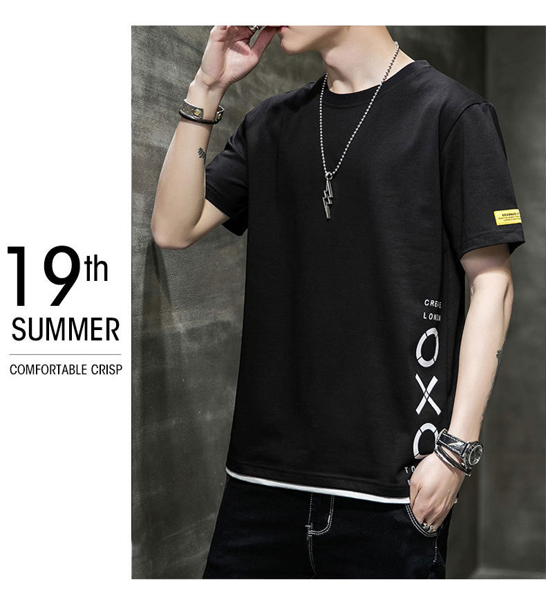 Short-sleeved T-shirt for men, Korean style, summer loose cotton T-shirt, cross-border new style, student bottom layer, half-sleeved shirt pic 30