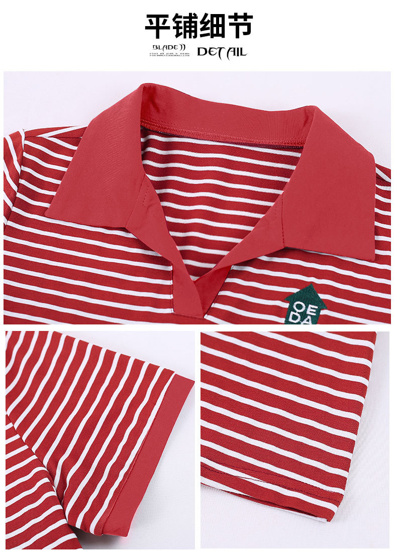 Lapel striped T-shirt for women's summer 2024 new style, fashionable and slimming, versatile casual short-sleeved polo shirt, loose top pic 28