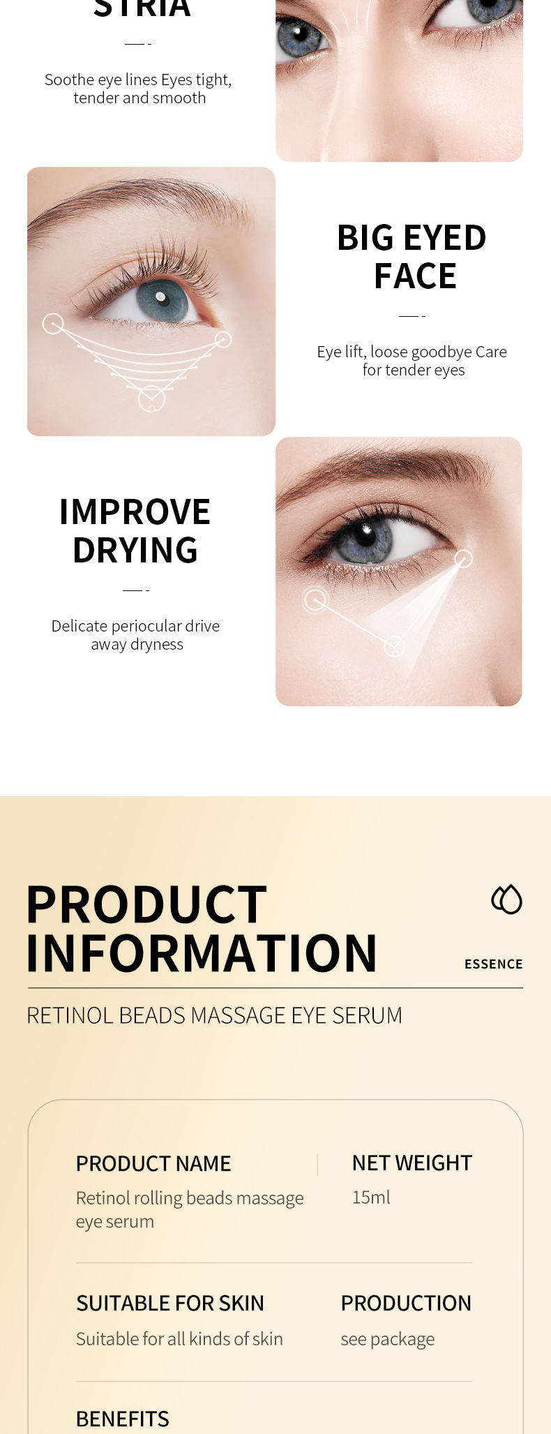 All-english retinol Rolling Eye cream SADOER Rolling Massage Eye essence cross-border foreign trade live streaming wholesale pic 8