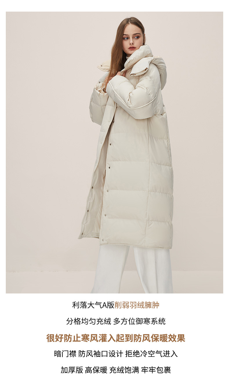 Jiazehua 2022 New 90-down quilt style down jacket for women, knee-length, loose, thick and hooded, warm for women pic 13