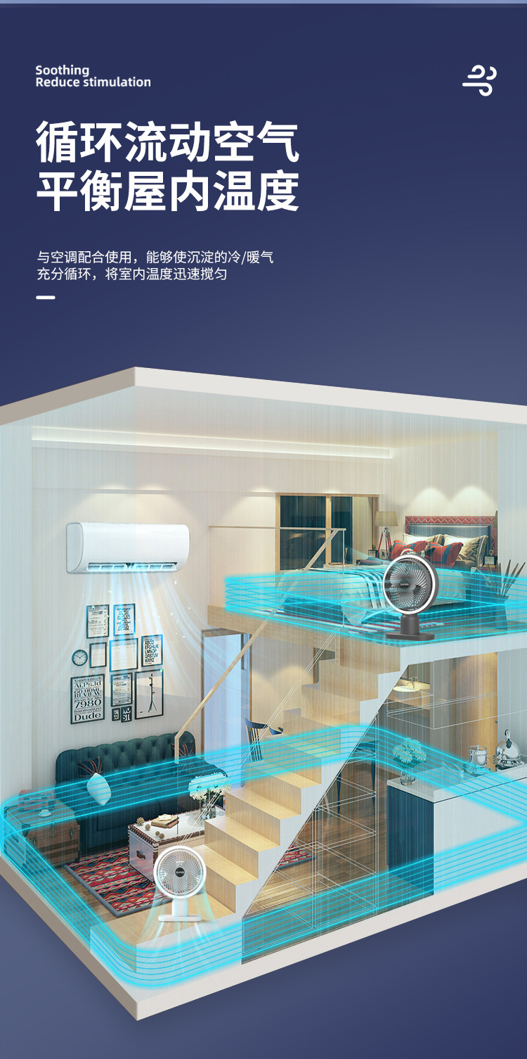 新款桌面小风扇迷你便携充电大风力usb家用台式风扇礼品一件代发详情8