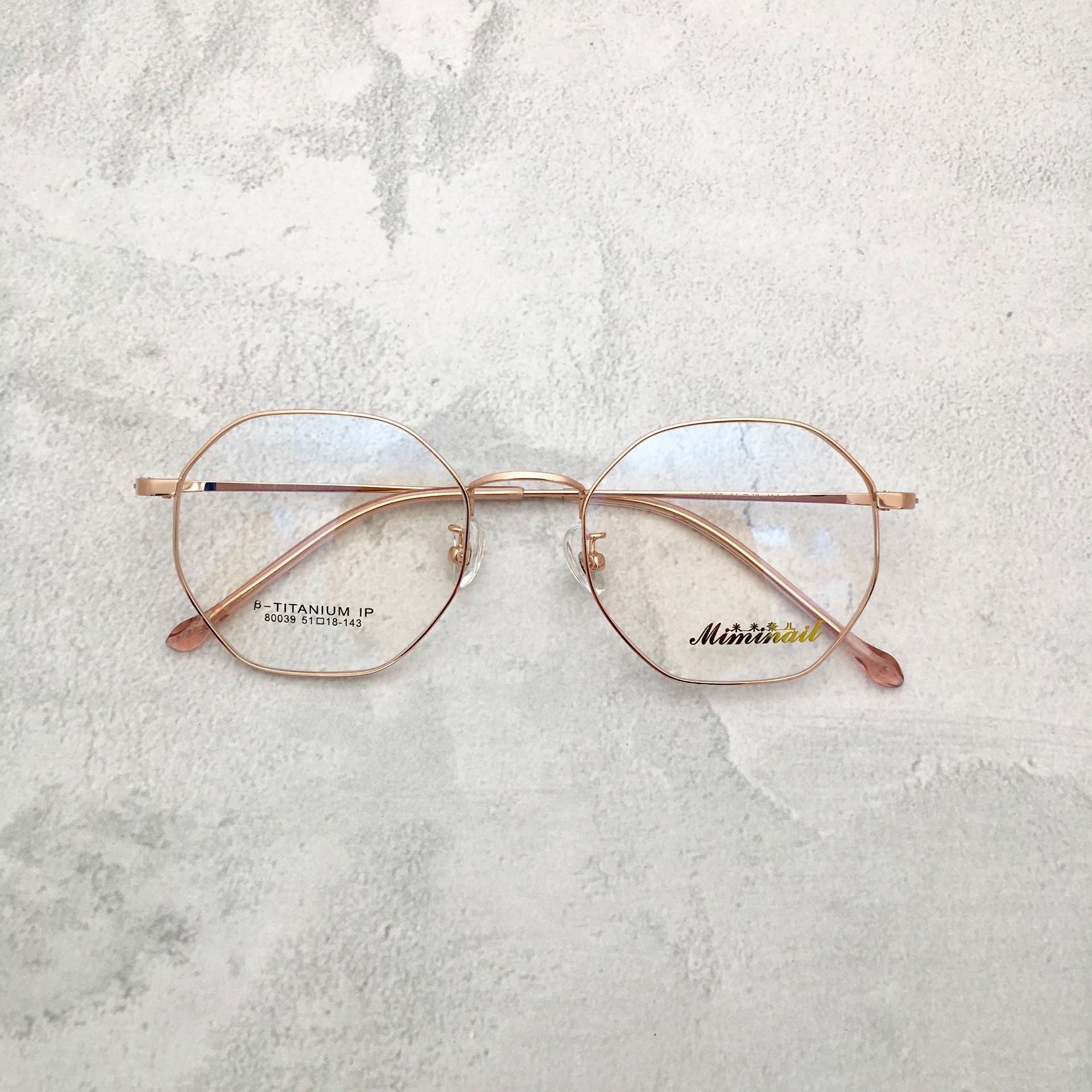 批发定制超轻小红书同款大框素颜风复古钛架男女款多边形眼镜框详情7