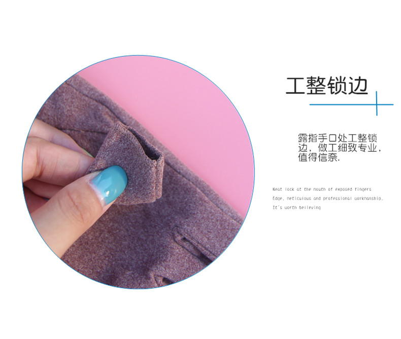 秋天手套女冬季开车骑车写字保暖短款韩版可爱触屏薄款露二指半指详情8