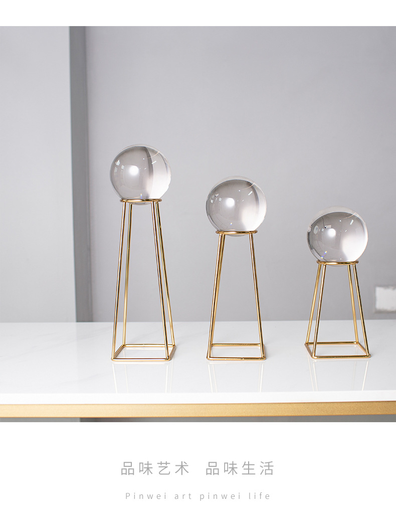 Modern home model room decoration, crystal ball ornaments, metal shelves, modern creative decorative items for study rooms and offices pic 27