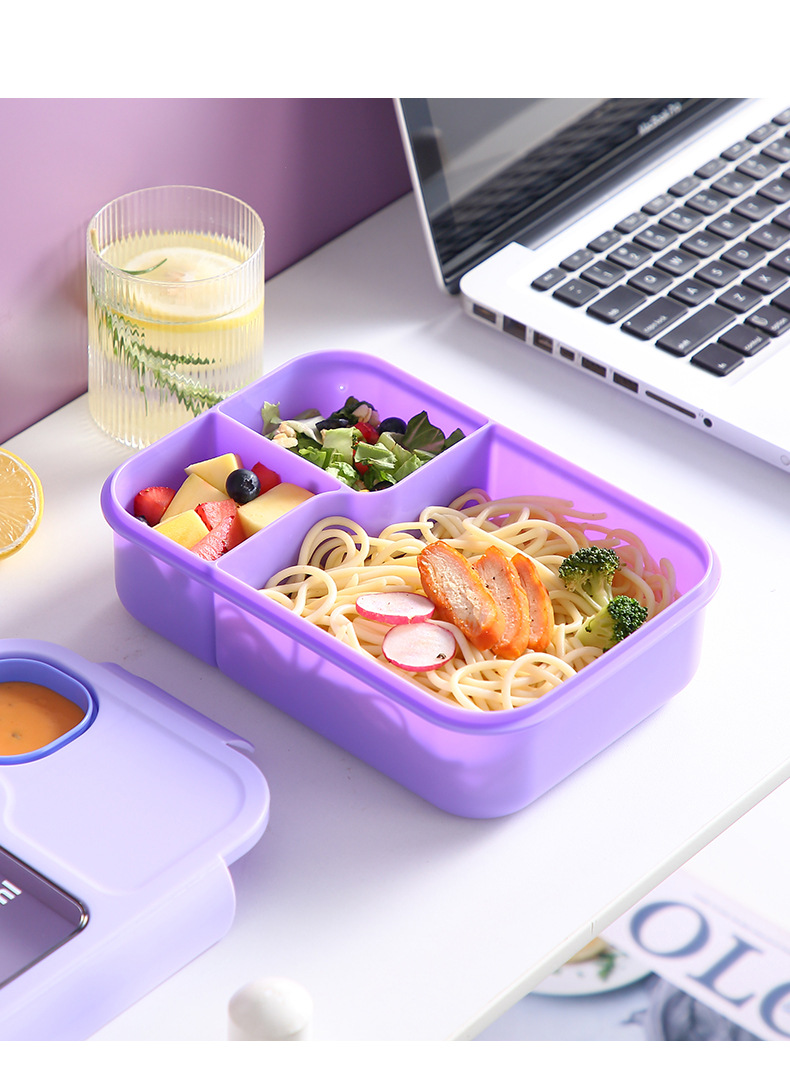 学生塑料饭盒日式上班族便当盒带饭可微波炉加热带餐具午餐盒跨境详情7