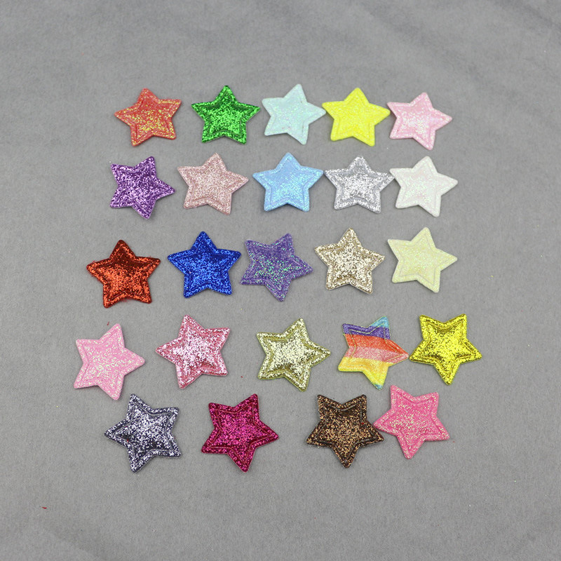 2.5cm闪粉星星压花 DIY发饰头饰服装布艺辅料配件 饰品材料五角星详情4