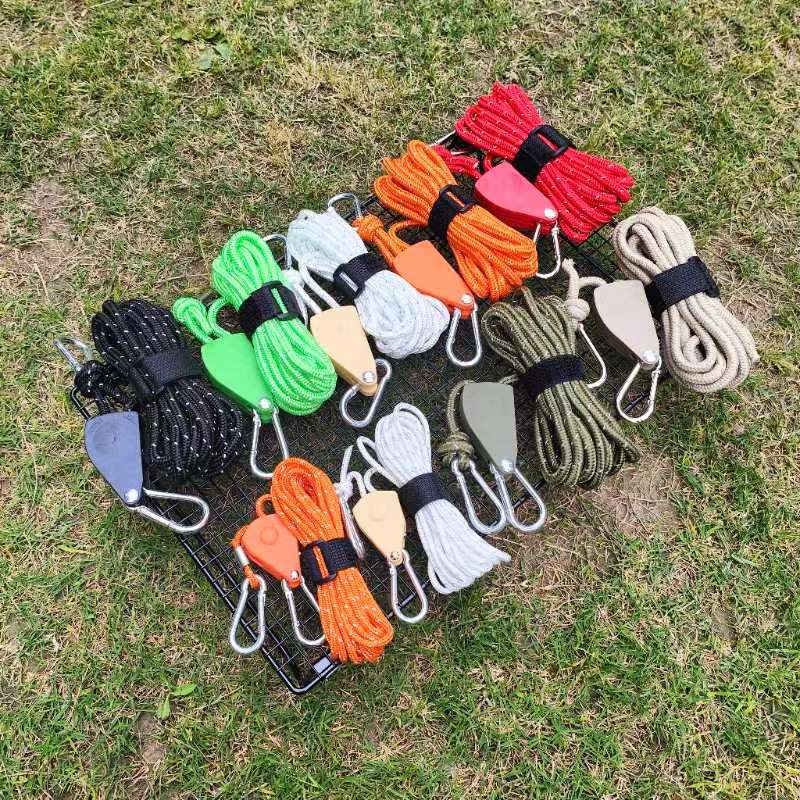 Outdoor pulley regulator, tent fixator, metal lifting pulley, reflective wind rope, thickened canopy umbrella rope manufacturer pic 2