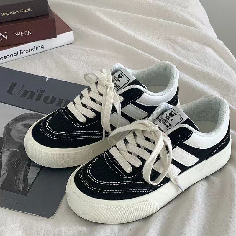 厚底帆布鞋女2024春秋季新款小众原创复古板鞋港风学生小白鞋批发详情2