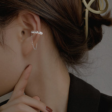 Long ear-clip-style earrings without ear piercings, simple and elegant for women, a niche European and American twisted long tassel ear-hanging bone clip pic 13